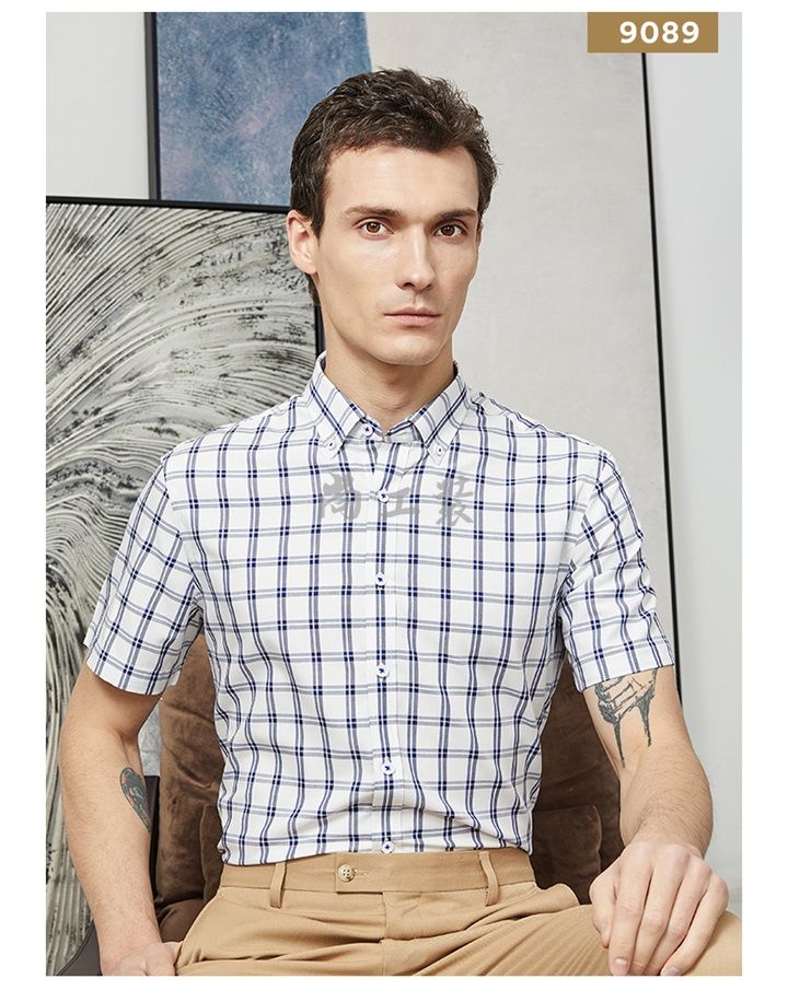 男士短袖休闲格子衬衫(图13)