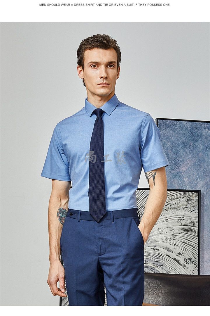 男士短袖竹纤维衬衫-天蓝(图13)