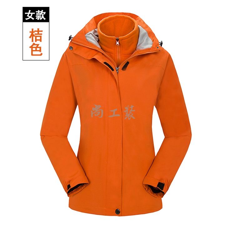 经典素色两件套冲锋衣女橘色(图7)