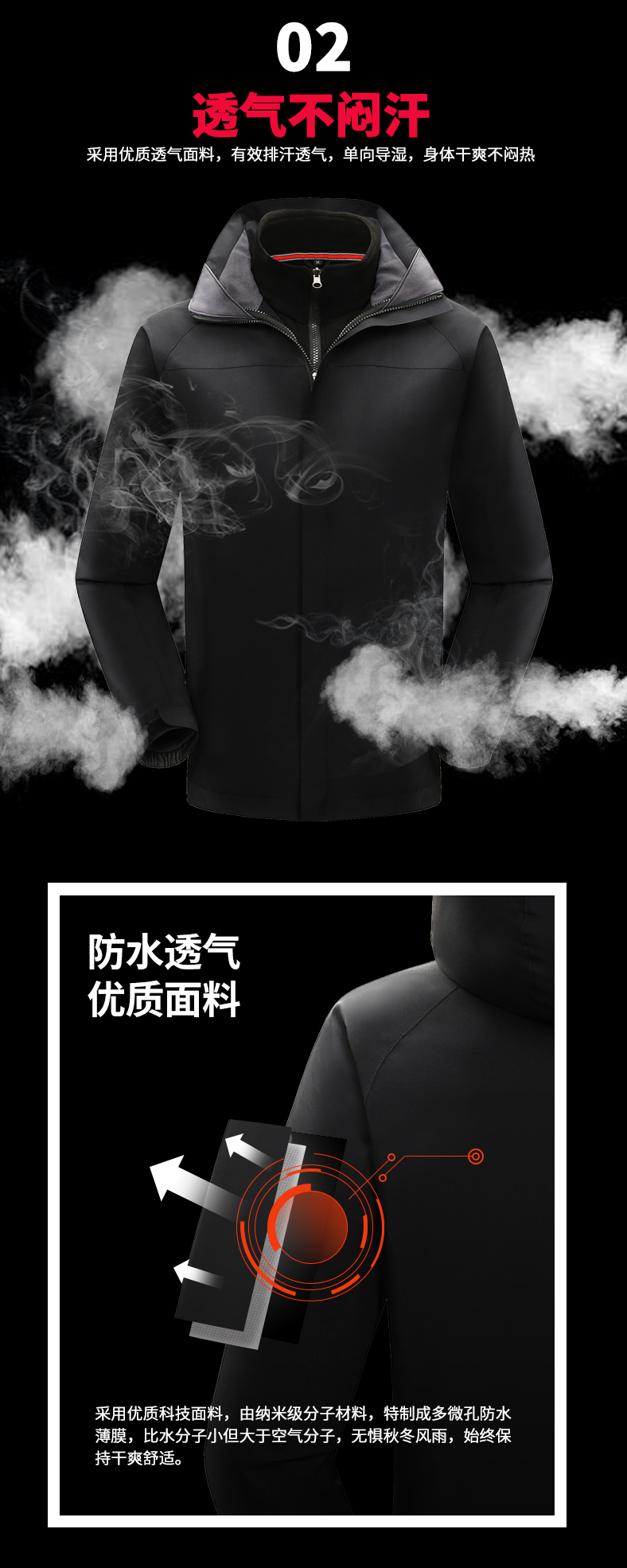 S1618两件套纯色款冲锋衣（价格适宜、性价比高）(图7)