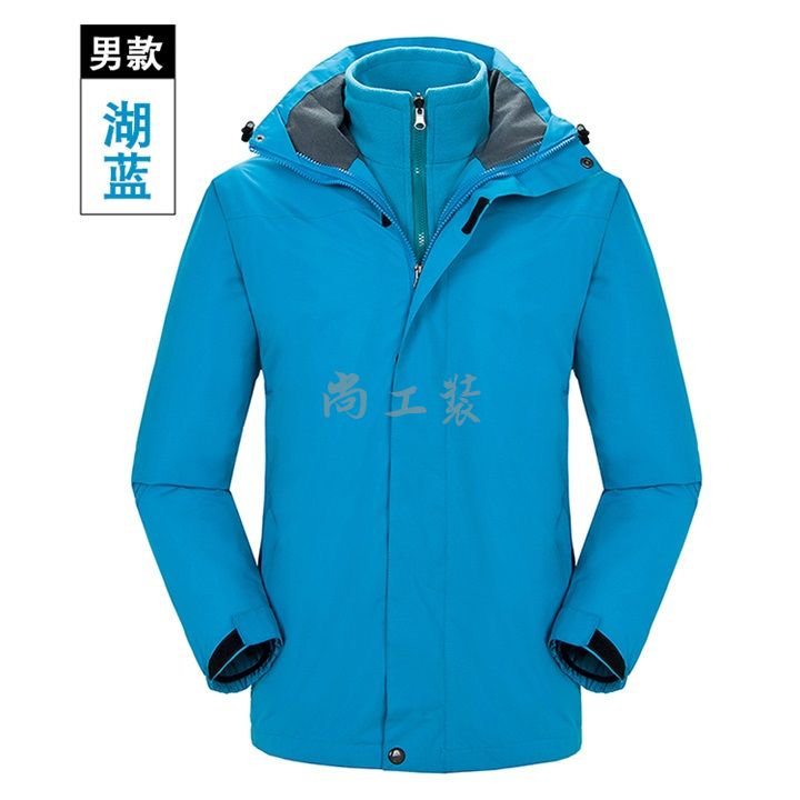 经典素色复合冲锋衣男湖蓝色(图3)